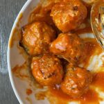 Buffalo Turkey (or chicken) meatballs. Low carb and gluten free. | just the recipes, please