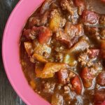 This bison chili is packed with flavor and some subtle heat for a truly tasty dinner. Eat it as is or pair it with spaghetti noodles and you’ll have dinner everyone will be raving about. | just the recipes, please