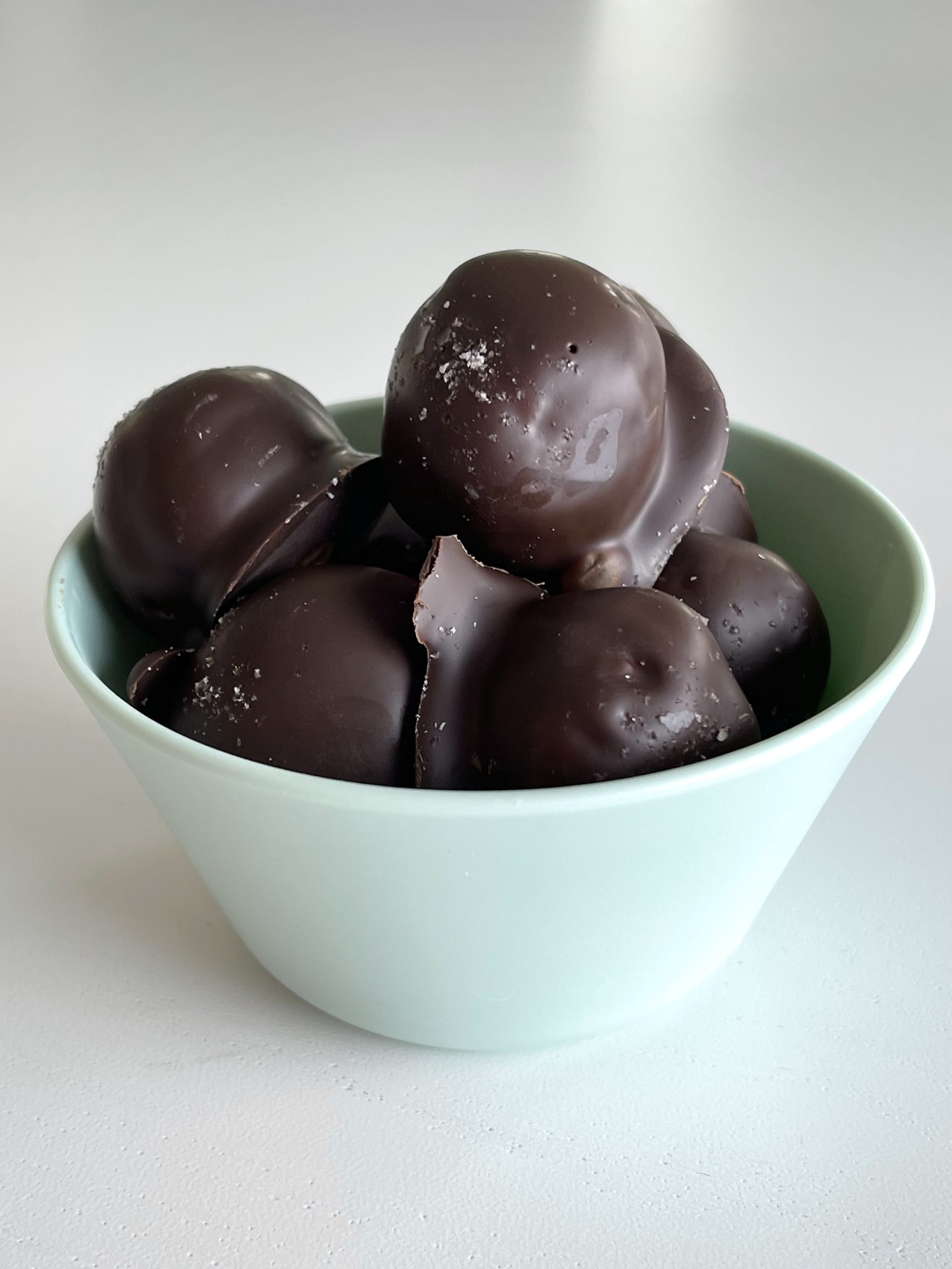 Chocolate Covered Peanut Butter Protein Bites | Just the recipes, please