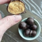 Chocolate Covered Peanut Butter Protein Bites | Just the recipes, please