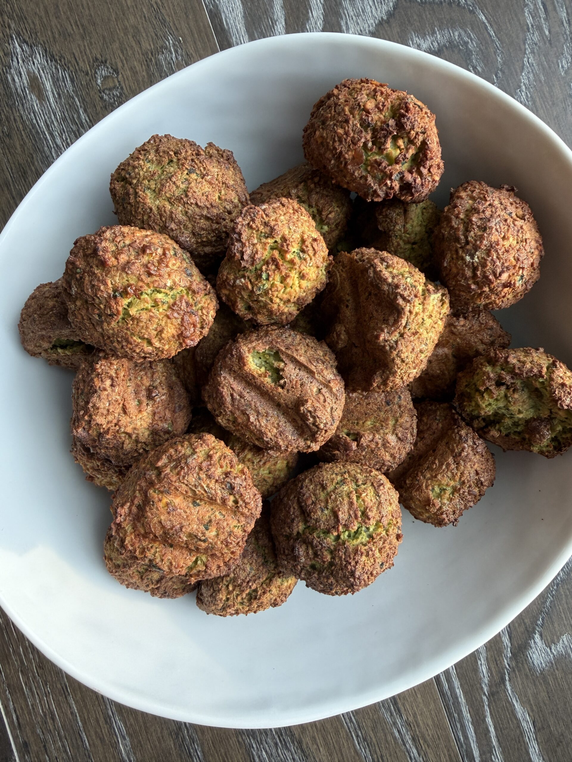 Air fryer falafel in a bowl